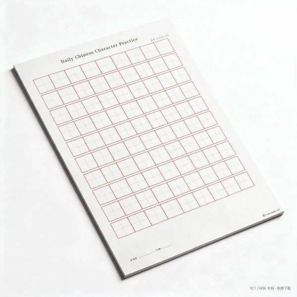 Blank Tian-Grid & Mi-Grid Chinese Character Practice Sheets | Daily Chinese Writing Worksheets for HSK & YCT Learners, Free Download