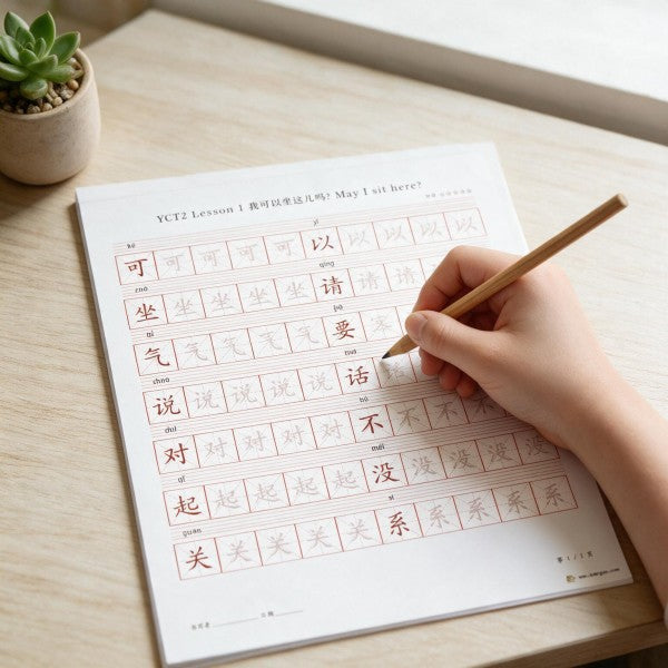 YCT 2 Chinese Character Tracing Worksheets PDF | Youth Chinese Test Level 2 Hanzi Practice Printables