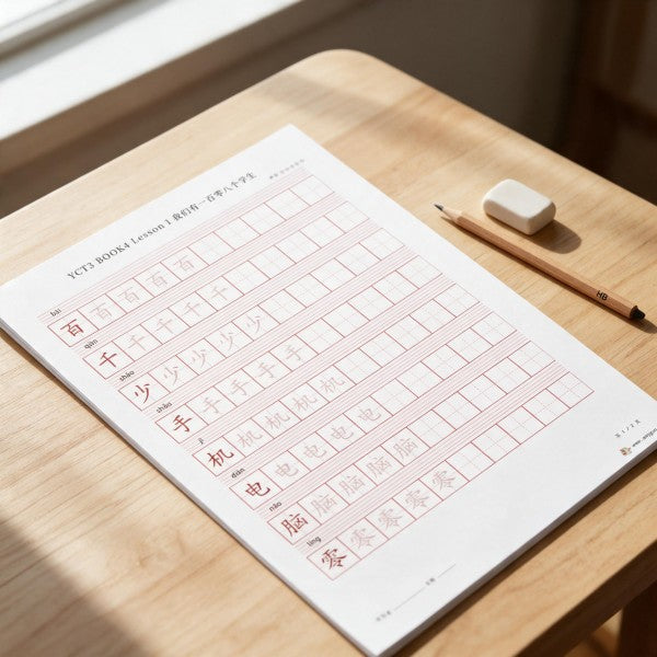 YCT Standard Course Book 4 Worksheets | YCT Level 3 Chinese Character Tracing Sheets, Printable Digital Download