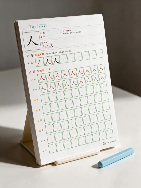 50 Frequently Used Chinese Characters Handwriting Workbook | Tracing Practice for Kids