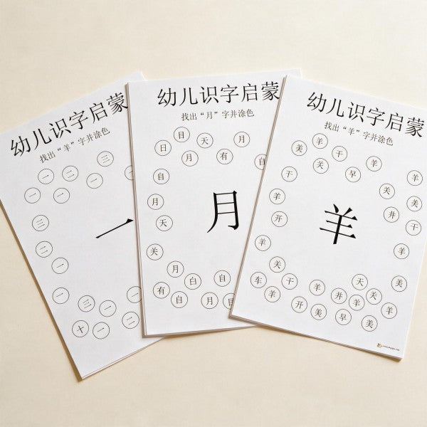 Chinese Character Find & Color Game PDF | Fun Hanzi Puzzle Workbook for Kids | Printable Mandarin Learning Activity for Preschool & Early Elementary