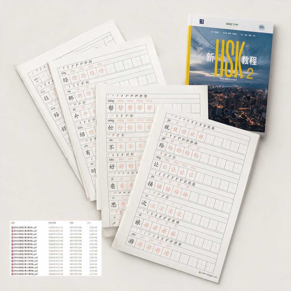 HSK 3.0 Level 2 Chinese Character Tracing Copybook PDF | Matches New HSK Course 2