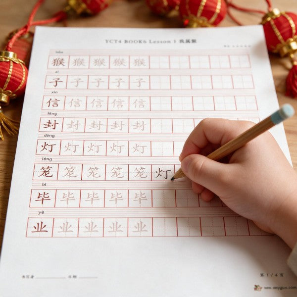 YCT Standard Course Book 6 Worksheets | YCT Level 4 Chinese Character Tracing Sheets, Printable Digital Download
